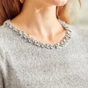 ModCloth Gray Sweater with Beaded Collar – Size M